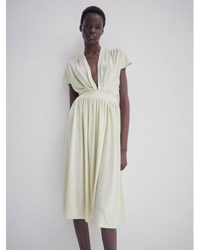 NINETY PERCENT Bythos Dress In Lime - White