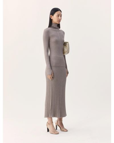 Ninetypercent Maia Rib Skirt In Brown Marl - Grey
