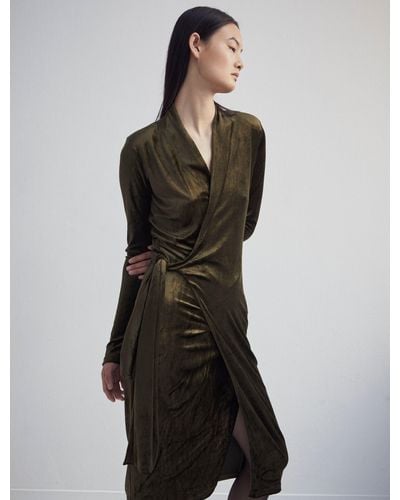 Ninetypercent Uira Dress In Moss - Multicolour