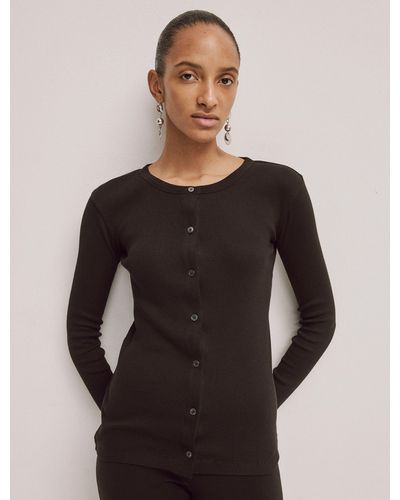 NINETY PERCENT Kai Cardigan In Black - Natural