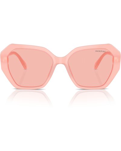 Swarovski 56mm Photochromic Irregular Sunglasses - Pink