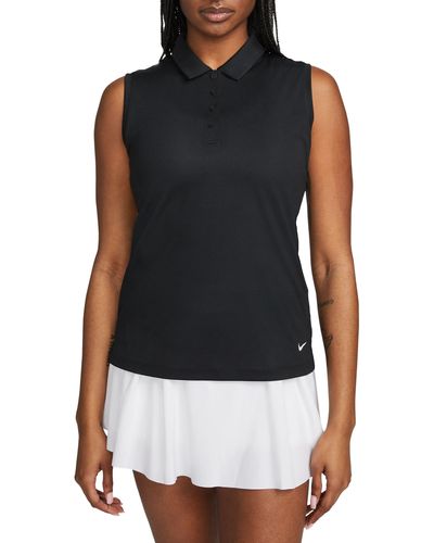 Nike Court Victory Dri-fit Semisheer Sleeveless Polo - Black