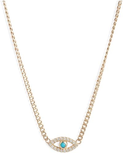 Zoe Chicco Evil Eye Turquoise & Diamond Pendant Necklace - Metallic
