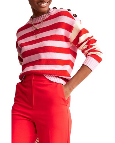 Boden Hotch Potch Stripe Sweater - Red