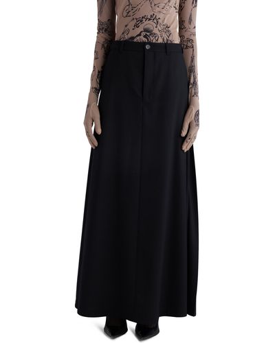 Balenciaga Hybrid Wool Pants Maxi Skirt - Black