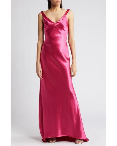Lulus Perfectly Classy Satin Gown - Red