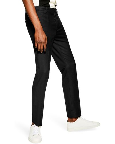 TOPMAN Skinny Fit Textured Pants - Black
