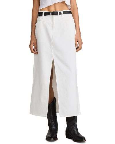 Lucky Brand Front Slit Denim Maxi Skirt - White