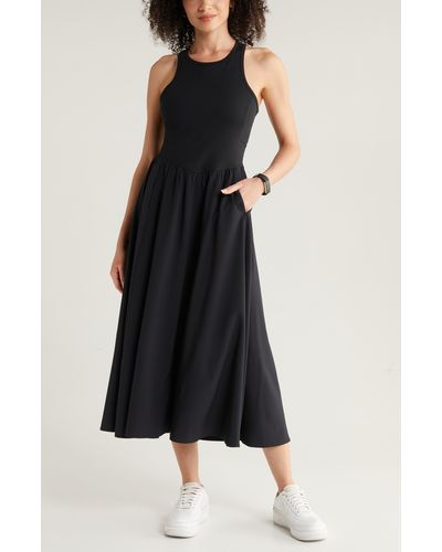 Zella Effortless Cutout Back Hybrid Dress - Black