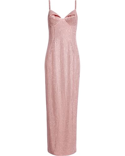Area Crystal Embellished Ponte Jersey Gown - Pink
