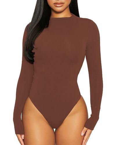 Naked Wardrobe The Nw Thong Bodysuit - Brown