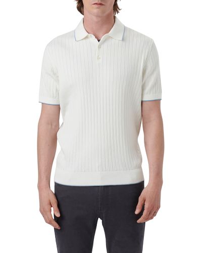 Bugatchi Ribbed Polo Sweater - White
