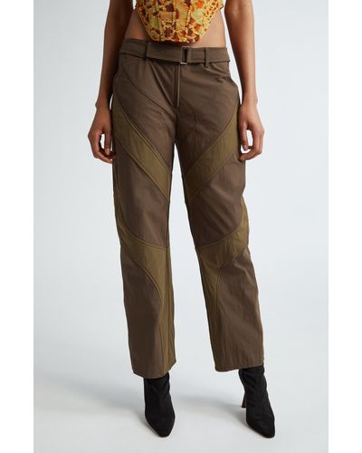 Miaou Casey Belted Colorblock Pants - Brown