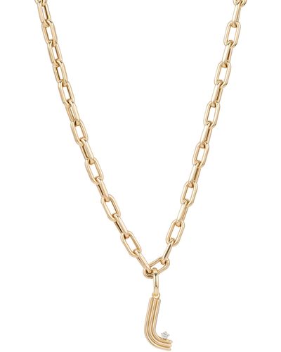 Adina Reyter Initial L Diamond Pendant Necklace - Metallic