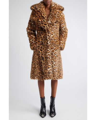 Rabanne Leopard Print Faux Fur Coat - Brown
