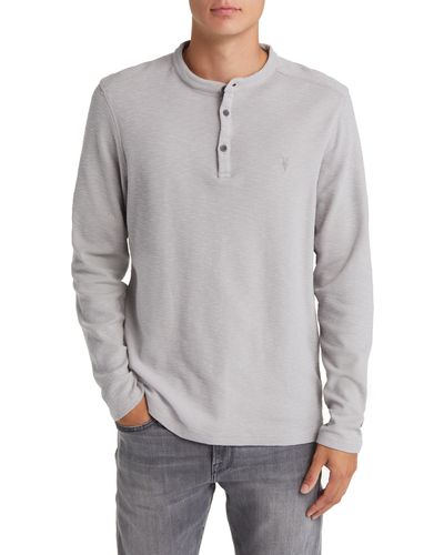 AllSaints Muse Long Sleeve Thermal Henley - Gray