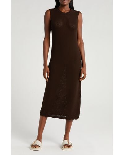 FRAME Open Stitch Sleeveless Dress - Brown