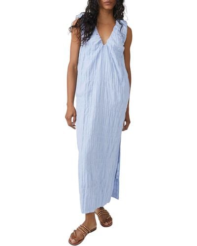 Free People Free-est Agatha Ruched Stretch Cotton Dress - Blue