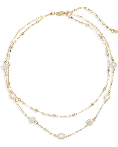 Nordstrom Cubic Zirconia & Imitation Pearl Layered Chain Necklace - White