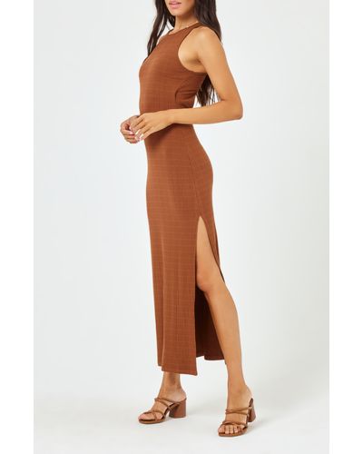 L*Space Francesca Open Back Rib Cover-up Dress - Brown