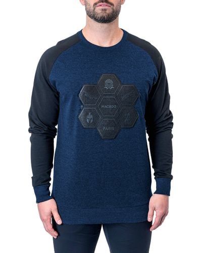 Maceoo Hive Mind Appliqué Sweater - Blue