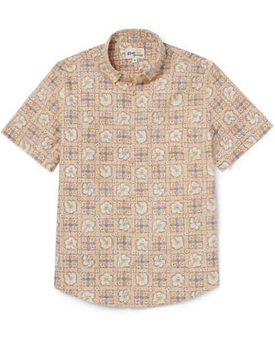 Reyn Spooner Pua Patchwork Tailored Fit Floral Short Sleeve Button-down Shirt - Natural