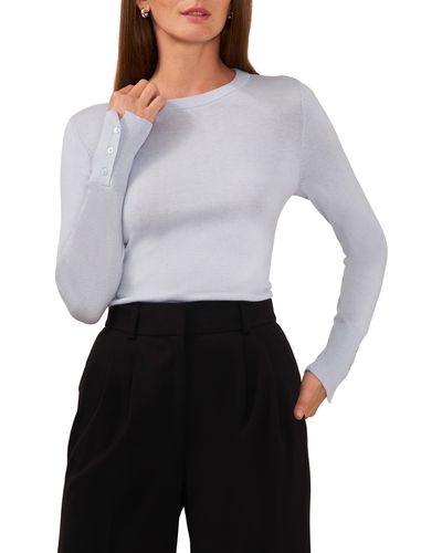 Halogen® Halogen(r) Button Cuff Crewneck Sweater - White