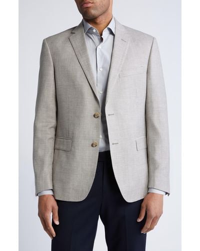 JB Britches Regular Fit Textured Wool & Linen Mélange Sport Coat - Gray