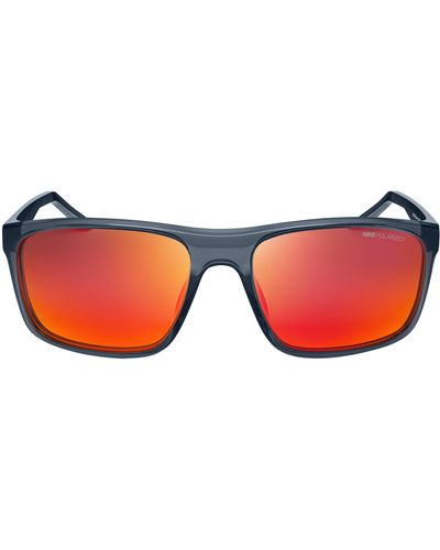Nike Fire L 58mm Polarized Rectangular Sunglasses - Red