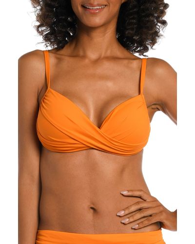 La Blanca Island Goddess Wrap Bikini Top - Orange