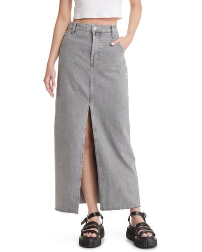 TOPSHOP Nonstretch Denim Maxi Skirt - Gray