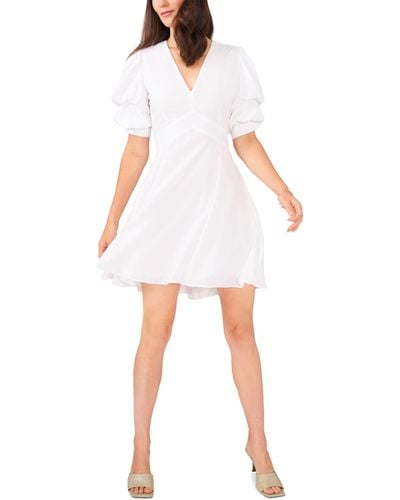 1.STATE Tiered Bubble Sleeve Dress - White