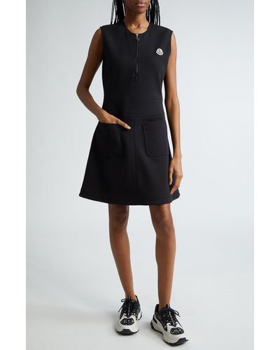 Moncler Sleeveless Cotton Blend Interlock Dress - Black
