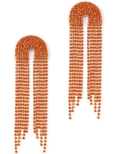 Deepa Gurnani Warren Crystal Drop Earrings - Orange