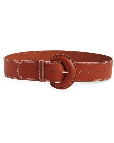 Nordstrom Contrast Stitch Leather Belt - Red