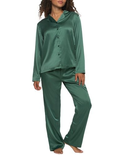 Felina Elysees Satin Pajamas - Green