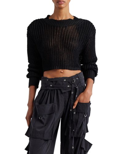Isabel Marant Lenie Linen Blend Crop Sweater - Black