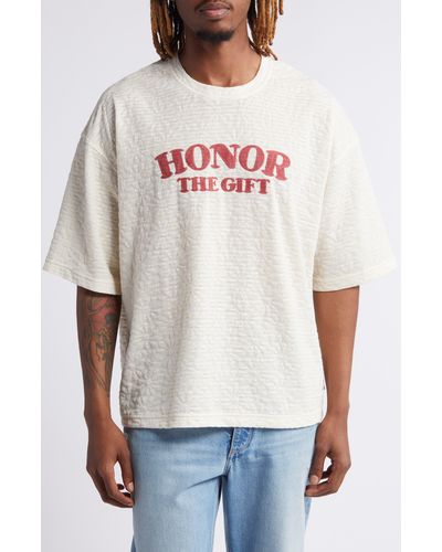 Honor The Gift Stripe Boxy Logo Graphic T-shirt - Pink