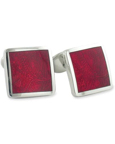 David Donahue Sterling Silver Cuff Links - Red