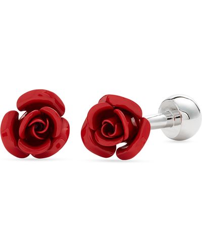 CLIFTON WILSON Rose Bud Cuff Links - Red