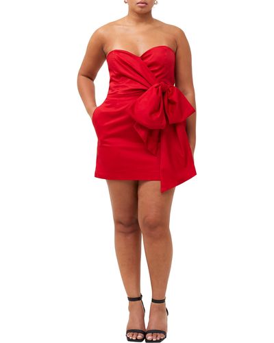 French Connection Florida Bow Strapless Minidress - Red