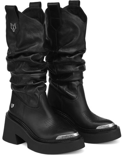 Naked Wolfe Stable Platform Slouchy Cowboy Boot - Black