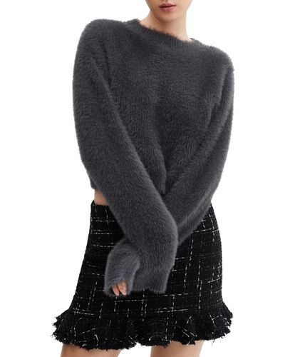 Mango Faux Fur Sweater - Black