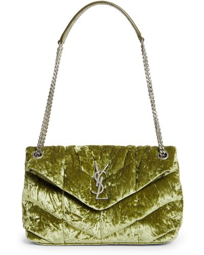 Saint Laurent Small Loulou Quilted Crushed Velvet Puffer Bag - Green