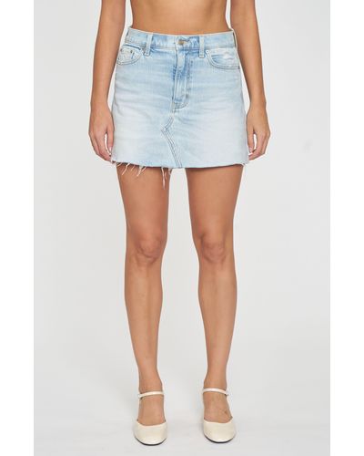 DAZE Malibu Distressed Cutoff Denim Miniskirt - Blue