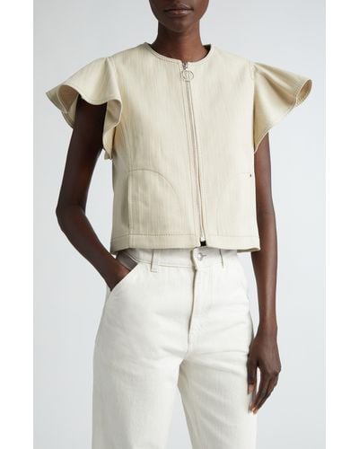 Akris Punto Crop Short Sleeve Stretch Cotton Jacket - White