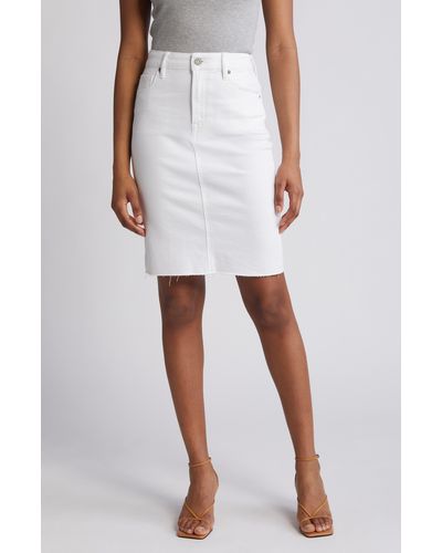 Hidden Jeans Raw Hem Denim Skirt - White