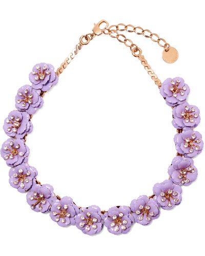 Carolina Herrera Crystal Embellished Flower Collar Necklace - Pink