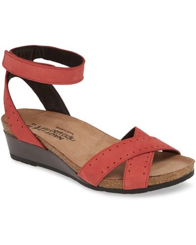 Naot Wand Wedge Sandal - Red