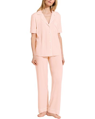 Eberjey Gisele Short Sleeve Jersey Knit Pajamas - Pink
